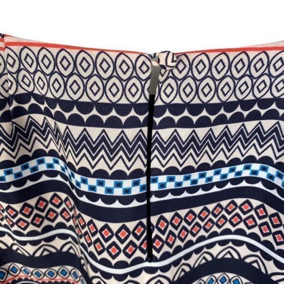 J.Crew Factory Blue and Coral Mixed Print Striped Shift Dress Sz 4 - Picture 5 of 8